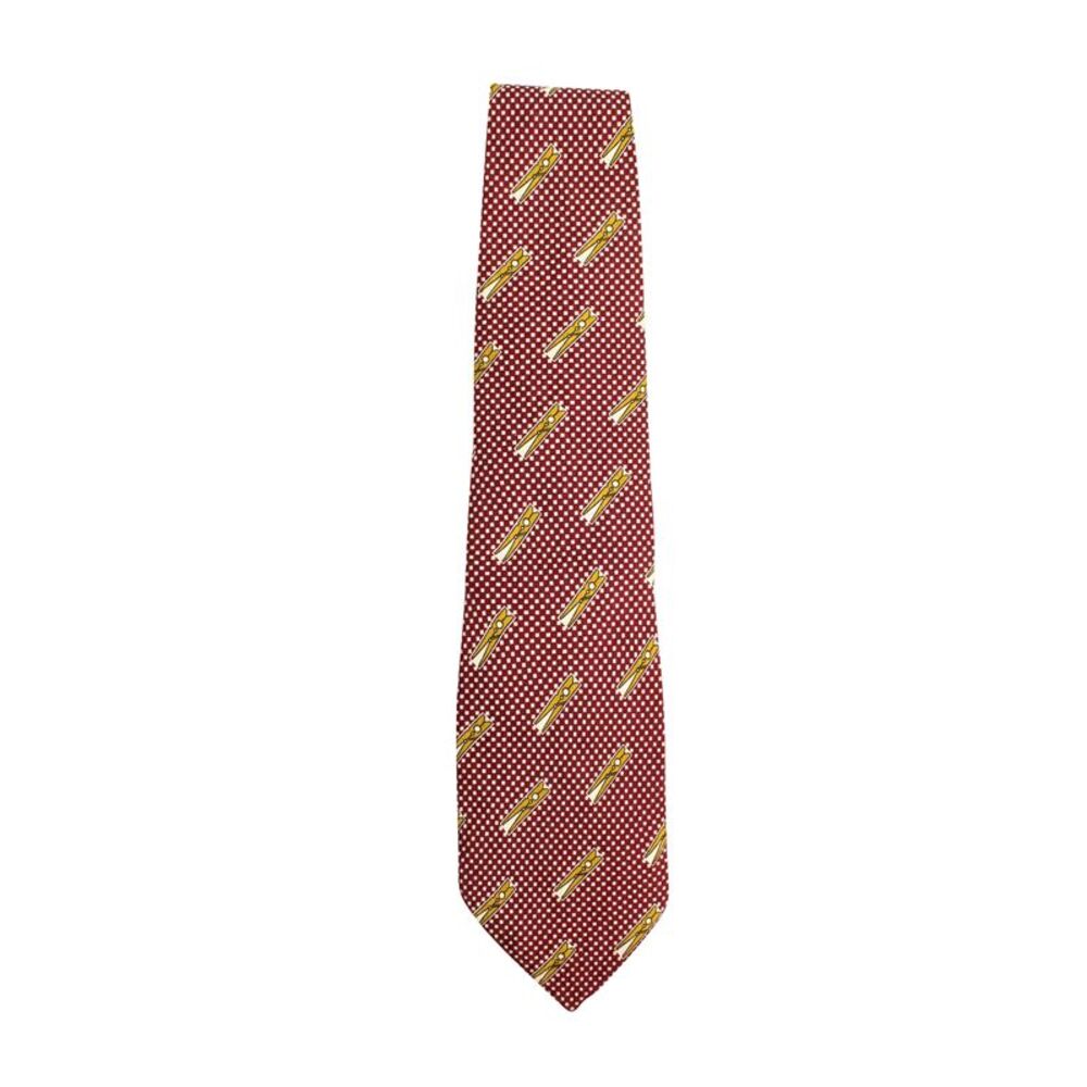 Moschino Clip Print Tie in Red Silk